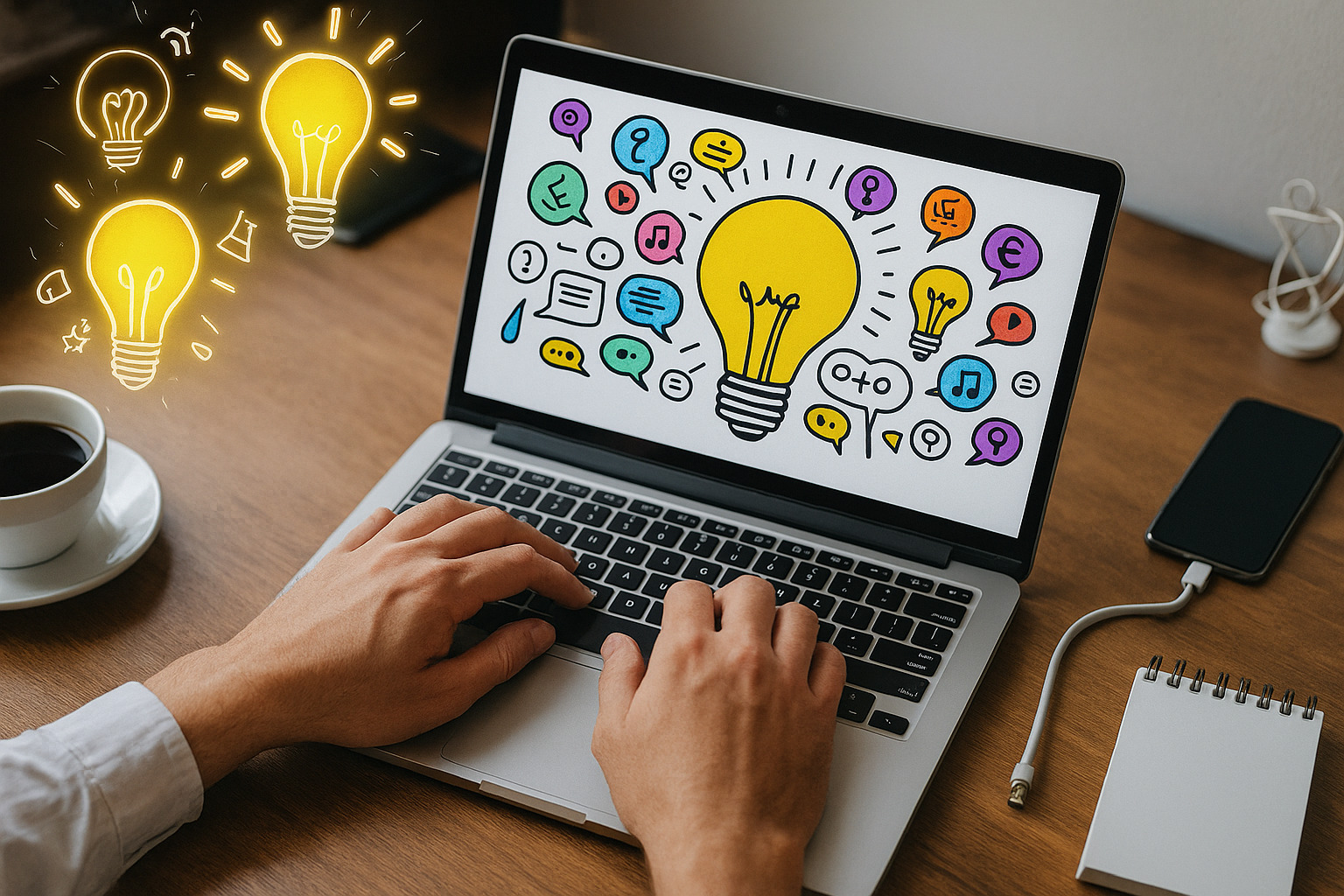 Mockups of modern website designs on various devices